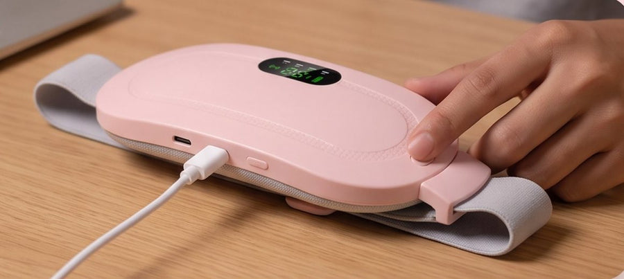 Una mano conecta el cable USB al cinturón