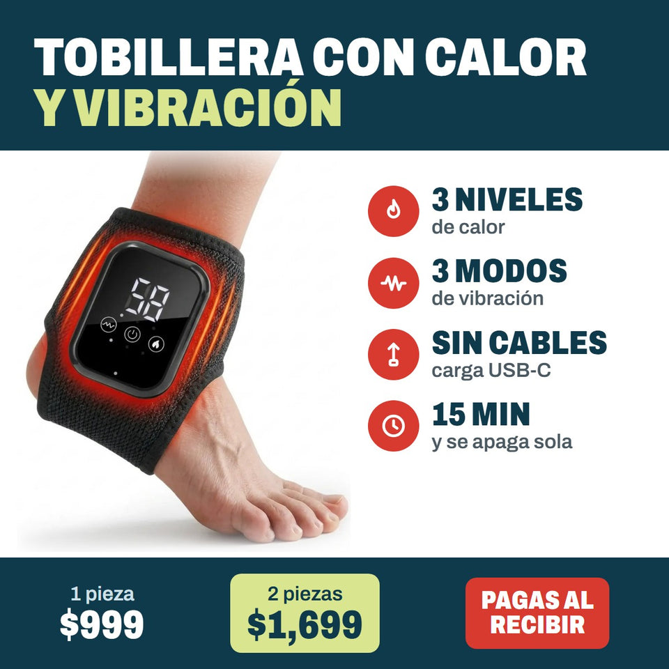 Tobillera con calor y vibración: 3 niveles de calor, 3 modos de vibración, sin cables, $999 o 2 por $1,699