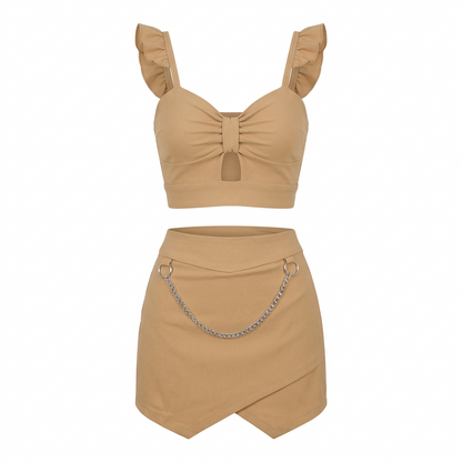 CONJUNTO BLUSA Y FALDA SHORT, DUALIDAD URBANA / TALLA UNICA