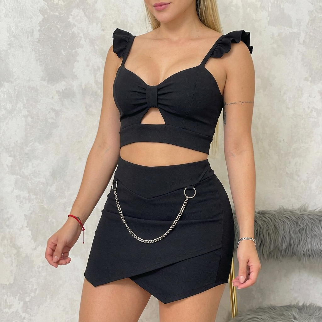 CONJUNTO BLUSA Y FALDA SHORT, DUALIDAD URBANA / TALLA UNICA